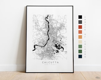 Calcutta Map Print - City Map Poster - Map Art - Map Wall Art - India City Map - Calcutta Print - Calcutta Poster - Wall Art - Map - Asias