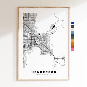 Henderson Stadtplan-Druck – Kartendruck – Kartenkunst – Drucke oder gerahmte Drucke – minimalistisch – Vereinigte Staaten