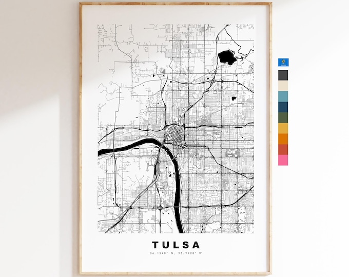 Tulsa Map Print - City Map Poster - Map Art - USA City Maps - Tulsa Print - Tulsa Poster - Minimalist City Map - Oklahoma