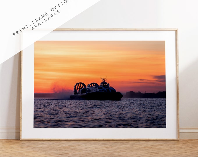 Hovercraft Sunset - Photography Print - Portsmouth and Southsea Prints - Wall Art -  Frame and Canvas Options - Landscape