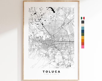 Toluca Map Print - City Map Poster - Map Art - Map Wall Art - Mexico City Maps - Toluca Print - Toluca Poster - Minimalist City Map