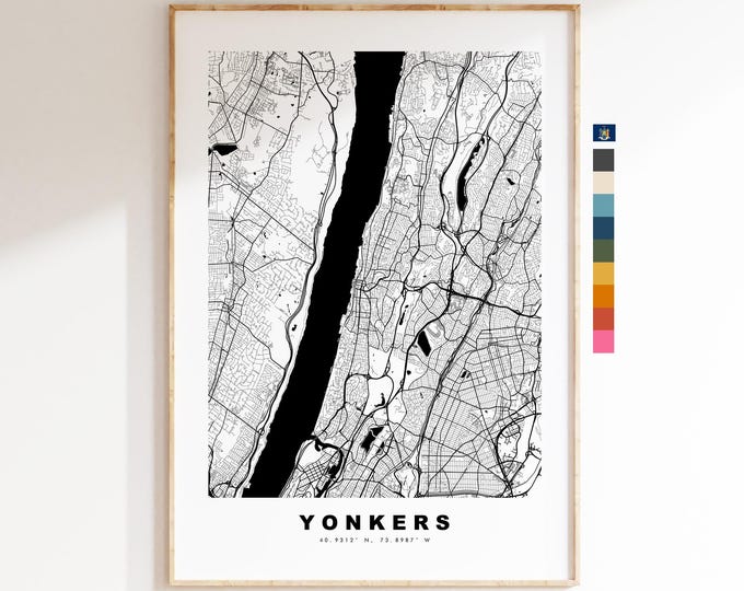 Yonkers Map Print - City Map Poster - Map Art - USA City Maps - Yonkers Print - Yonkers Poster - Minimalist City Map - New York