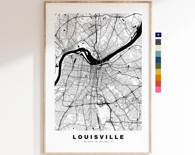Louisville Map Print - City Map Poster - Map Art - USA City Maps - Louisville Print - Louisville Poster - Minimalist City Map - Kentucky
