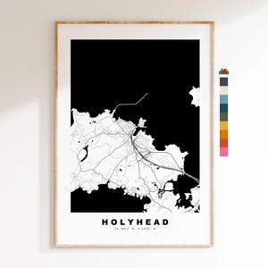 Impresión de mapa de Holyhead - Póster de mapa de ciudad minimalista - Arte de mapas - Gales - Impresión de Holyhead - Póster de Holyhead - Diferentes colores disponibles