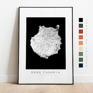Gran Kanaria Karte Print - Kanarische Inseln Karte Poster - Kartenkunst - Karte Wandkunst - Gran Kanaria Stadtplan - Print - Poster - Wandkunst - Geschenk
