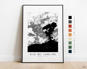 Rio de Janeiro Map Print - City Map Poster - Map Art - Map Wall Art - Brazil City Map - Rio de Janeiro Print - Rio Print - South America