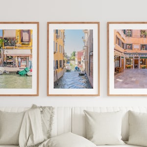 Venice Photography Print Set of Three - Colourful Scenes of Venice - Street Photography - Canals - Rustic - Warm - Pastel - Wall Art