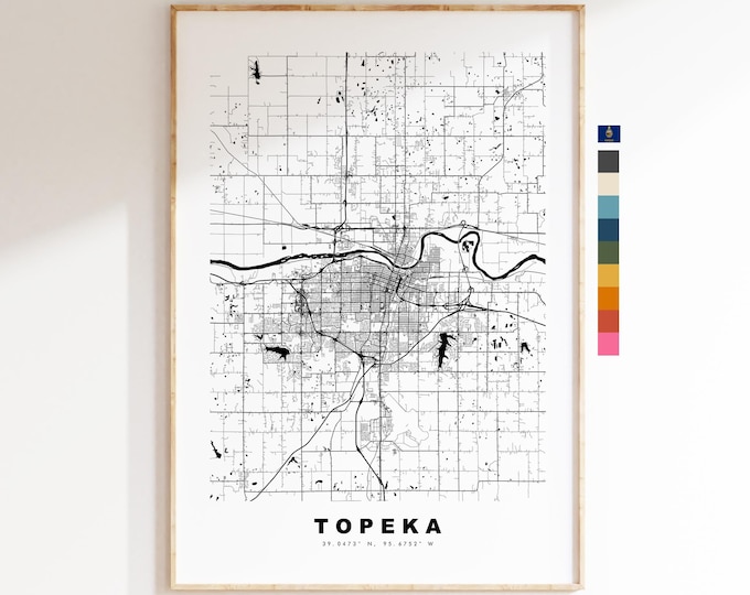 Topeka Map Print - City Map Poster - Map Art - USA City Maps - Topeka Print - Topeka Poster - Minimalist City Map - Kansas