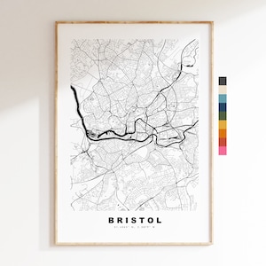 Bristol Map Print - Minimalistische Stadt Karte Poster - Map Art - UK - Bristol Print - Bristol Poster - verschiedene Farben erhältlich