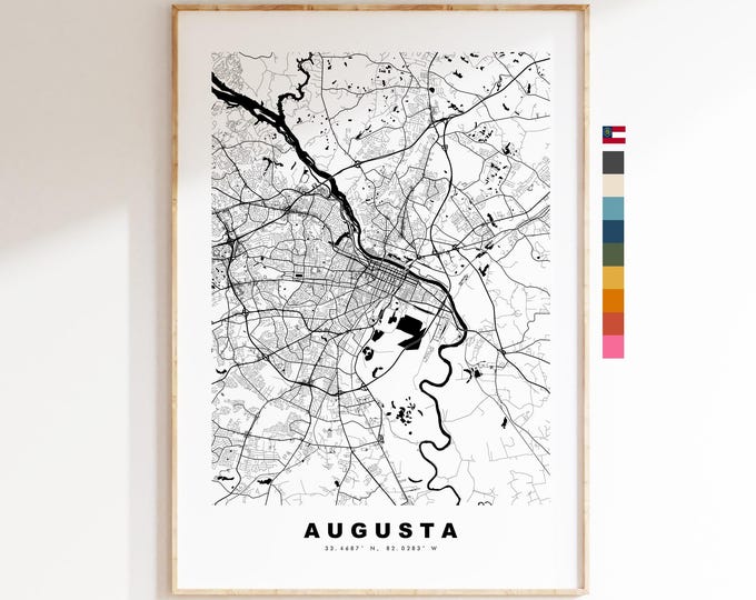 Augusta Map Print - City Map Poster - Map Art - USA City Maps - Augusta Print - Augusta Poster - Minimalist City Map - Georgia