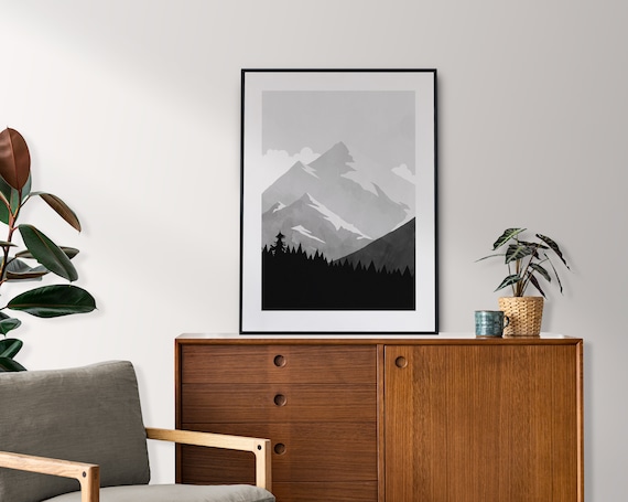 Mountain Landscape Print - Monochrome - Minimalist Print