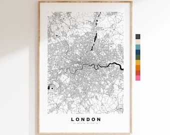 London Map Print - Minimalist City Map Poster - Map Art - UK - London Print - London Poster - Different Colours Available