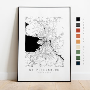Impressão do mapa de São Petersburgo - pôster do mapa da cidade - arte do mapa - arte da parede do mapa - mapa da cidade da Rússia - impressão de São Petersburgo - São Petersburgo - arte - Europa