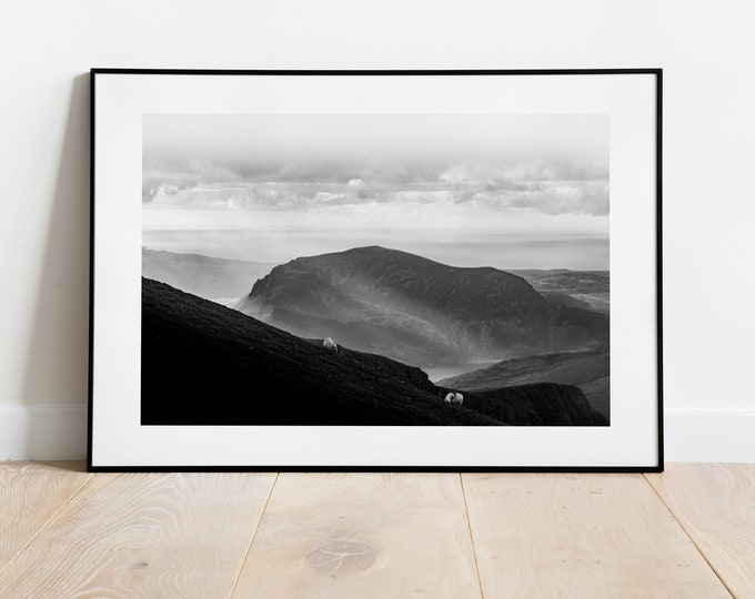 Snowdonia Landscape Photography Print - Black and White Photography - Mountain Landscape - Snowdon - Fine Art Photography - Snowdonia Print