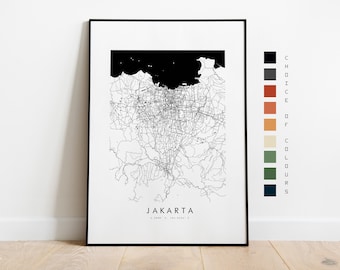 Jakarta Map Print - City Map Poster - Map Art - Map Wall Art - Indonesia City Map - Jakarta Print - Jakarta Poster - Wall Art - Map - Asia