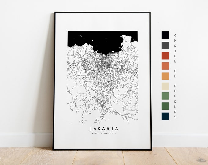Jakarta Map Print - City Map Poster - Map Art - Map Wall Art - Indonesia City Map - Jakarta Print - Jakarta Poster - Wall Art - Map - Asia