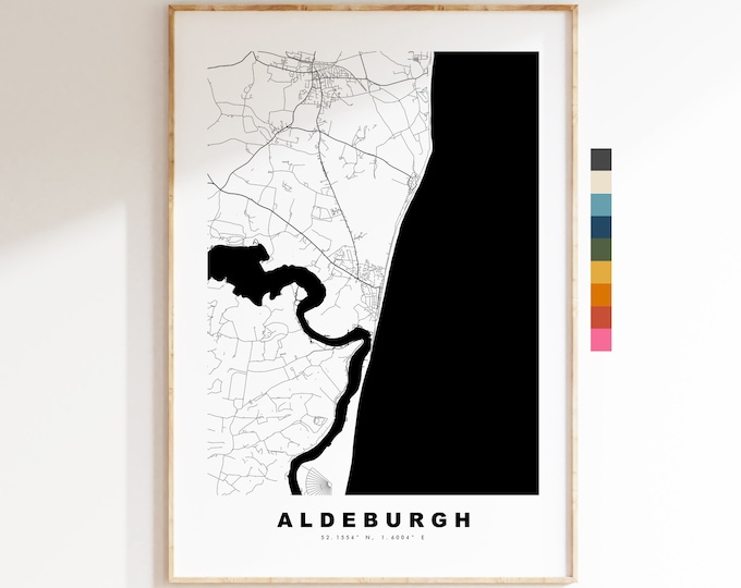 Aldeburgh Map Print - Minimalist City Map Poster - Map Art - Suffolk - Aldeburgh Print - Aldeburgh Poster - Different Colours Available
