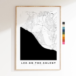 Impression de carte de Lee sur le Solent - Poster de carte de la ville minimaliste - Art de carte - Royaume-Uni - Lee sur le Solent - Poster - Différentes couleurs disponibles