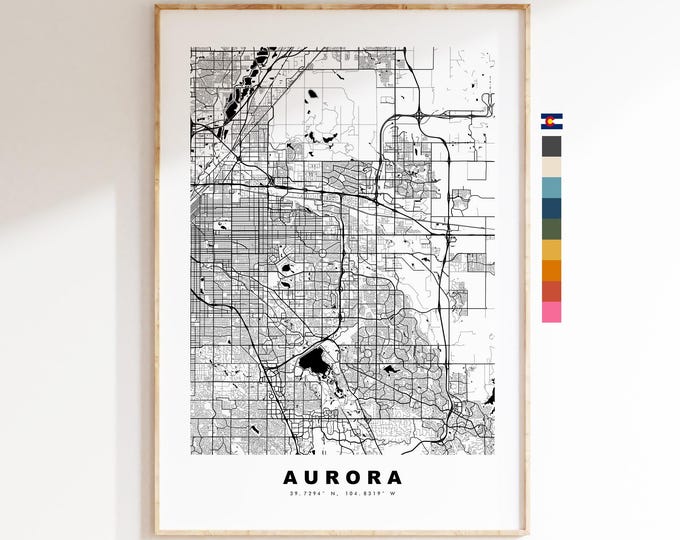 Aurora Map Print - City Map Poster - Map Art - USA City Maps - Aurora Print - Aurora Poster - Minimalist City Map - Colorado