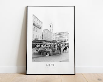 Nice City Poster Print - Black and White Minimalist City Print - Coordinates - Nice Poster - Nice Art Print - Nice Print - Gift - France