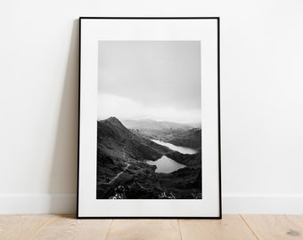 Snowdonia Photography Print - Black and White Photography - Mountain Landscape - Snowdon - Fine Art Photography - Snowdonia Print - Gift