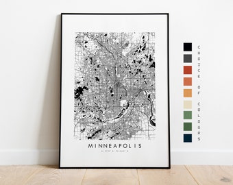 Minneapolis Map Print - City Map Poster - Map Art - Map Wall Art - USA City Map - Minneapolis Print - Minneapolis Poster - Wall Art - Map