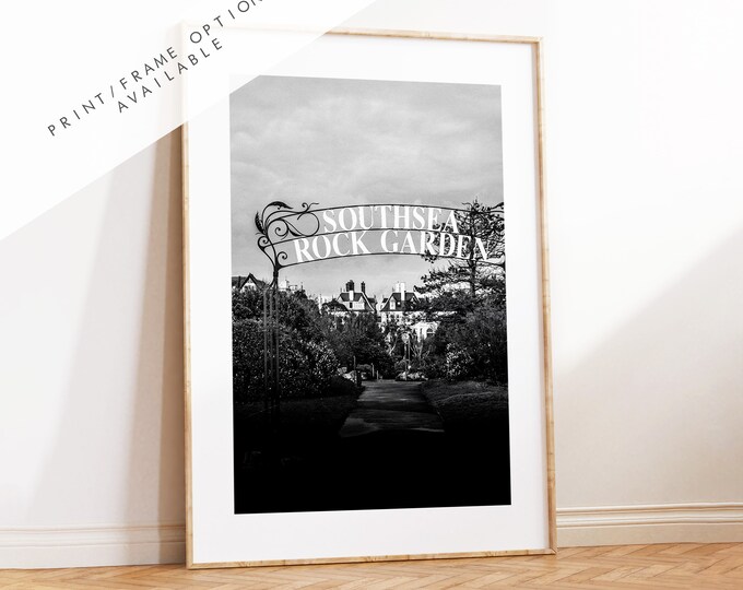 Southsea Rock Garden - Photography Print - Portsmouth and Southsea Prints - Wall Art -  Frame and Canvas Options - Portrait - BW