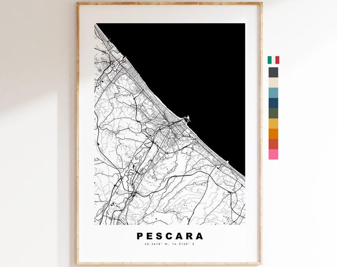Pescara Map Print - City Map Poster - Map Art - Map Wall Art - Italy City Maps - Pescara Print - Pescara Poster - Minimalist City Map