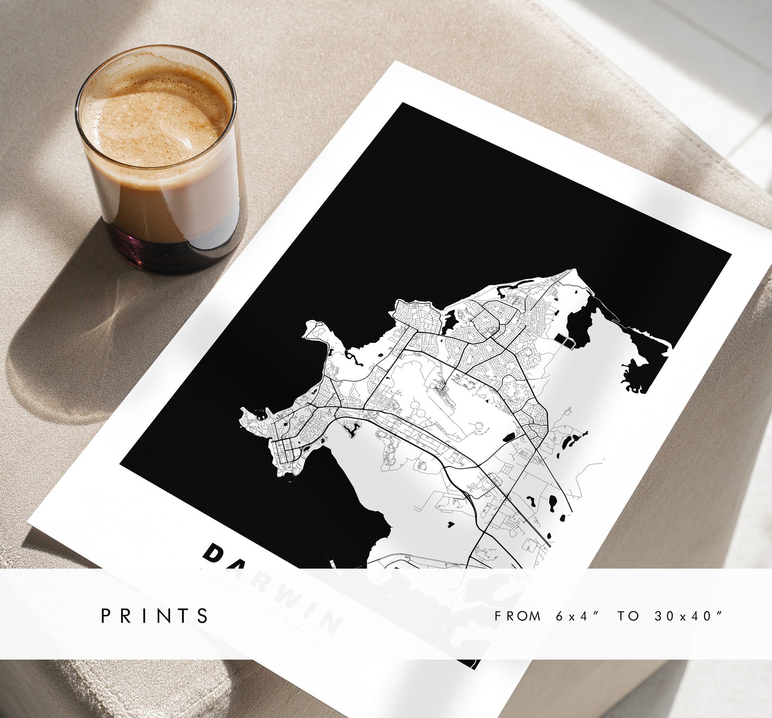 Darwin Map Print - City Map Poster - Map Wall Art - Australia City Maps ...