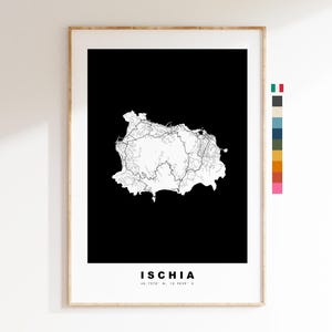 Ischia Stadsplattegrond print - kaartprint - kaartkunst - prints of ingelijste prints - minimalistisch - Italië