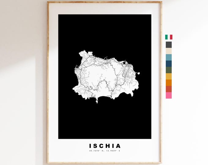 Ischia Map Print - Island Map Poster - Map Art - Map Wall Art - Italy Maps - Ischia Print - Ischia Poster - Minimalist Map