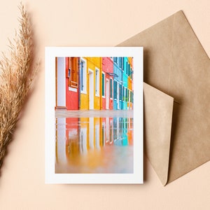 Cartão de felicitações de Veneza - Burano - Em branco por dentro - Aniversário - Aniversário de casamento - Dia das mães - Dia dos pais - Feriado - Cartão de felicitações - Casamento