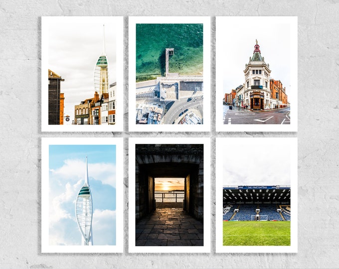 Portsmouth Greeting Card Set - 6x Greeting Cards - Blank Inside - Envelope Included - Weddings - Gifts - Anniversary - Holiday - Birthday
