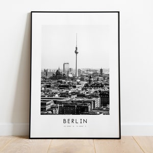 Berlin City Poster Print - Black and White Minimalist City Print - Coordinates - Berlin Poster - Berlin Art Print - Germany - Berlin Gift