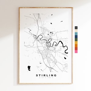 Stirling Map Print - Minimalist City Map Poster - Map Wall Art - Scotland - Stirling Print - Stirling Poster - Different Colours Available