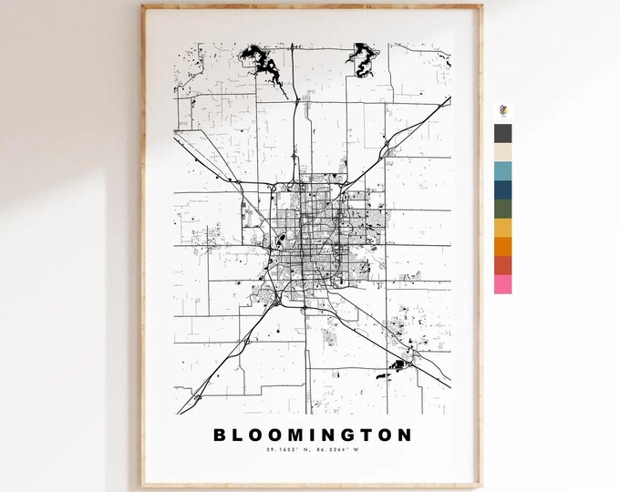 Bloomington Map Print (Illinois) - City Map Poster - Map Art - USA City Maps - Bloomington Print - Poster - Minimalist City Map - Illinois