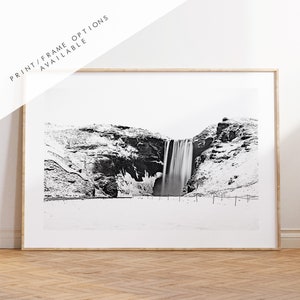 Skogafoss Waterfall - Iceland Photography Print - Iceland Wall Art - Iceland Poster - Black and White Photography - Landscape - Waterfalls