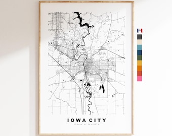 Iowa City Map Print - City Map Poster - Map Art - USA City Maps - Iowa City Print - Iowa City Poster - Minimalist City Map - Iowa