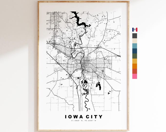 Iowa City Map Print - City Map Poster - Map Art - USA City Maps - Iowa City Print - Iowa City Poster - Minimalist City Map - Iowa