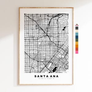 サンタアナの地図プリント - 都市地図ポスター - 地図アート - 米国の都市地図 - サンタアナのプリント - サンタアナのポスター - ミニマリストの都市地図 - カリフォルニア