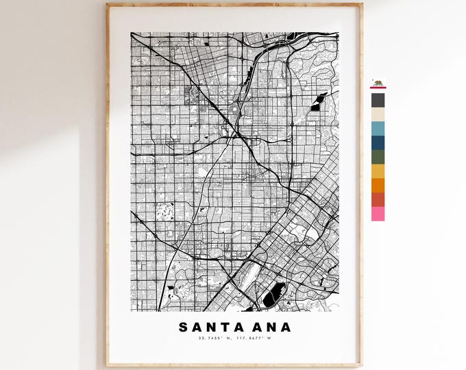 Santa Ana Map Print - City Map Poster - Map Art - USA City Maps - Santa Ana Print - Santa Ana Poster - Minimalist City Map - California