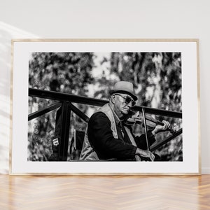 Street Performer - Paris Photography Print - Fine Art Photography - Paris Wall Art  - Print - Poster - Musician - Black and White People Art