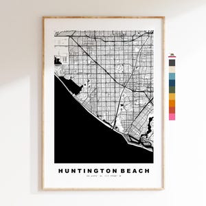 Huntington Carte de la ville Imprimer - impression de carte - art de la carte - estampes ou impressions encadrées - minimaliste - États-Unis