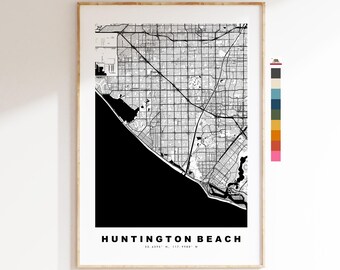 Huntington Beach Map Print - City Map Poster - Map Art - USA City Maps - Huntington Beach Print - Poster - Minimalist City Map - California