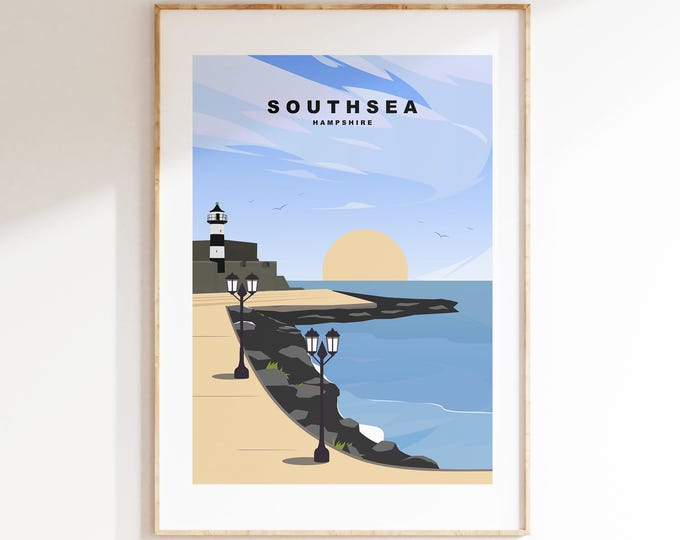 Southsea Promenade Travel Poster - Wall Art Print - Southsea and Portsmouth Travel Posters - Prints or Framed Prints