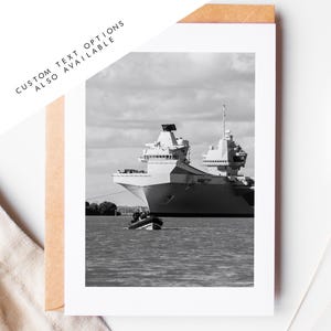 Tarjeta de felicitación del HMS Queen Elizabeth - Tarjetas de felicitación con fotografía de Portsmouth y Southsea - Sobre incluido - Cumpleaños - Día del padre