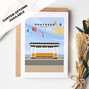 Cartão de felicitações do Southsea Kite Festival - Portsmouth e Southsea Cards (Designs de viagem) - Em branco por dentro / Inclui mensagem - Envelope incluído