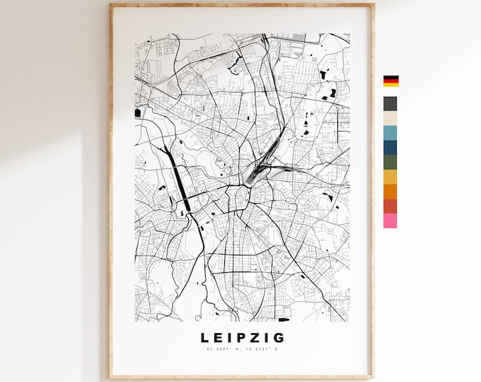Leipzig Map Print - City Map Poster - Map Wall Art - Germany City Maps - Leipzig Print - Leipzig Poster - Minimalist City Map - Germany