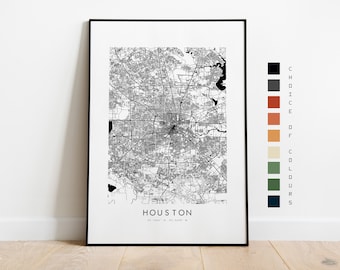 Houston Map Print - City Map Poster - Map Art - Map Wall Art - USA City Map - Houston Print - Houston Poster - Wall Art - Map - Minimalist