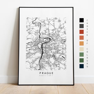 Print kaart Praag - poster stadskaart - kaartkunst - kunst aan de muur kaart - Tsjechische Republiek stadskaart - Praag print - poster Praag - muurkunst - Europa